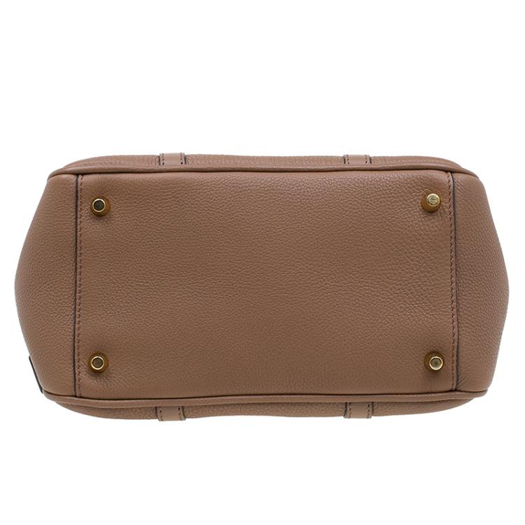 Pre Owned Burberry Brown Grained Leather Small Bow Detail Satchel