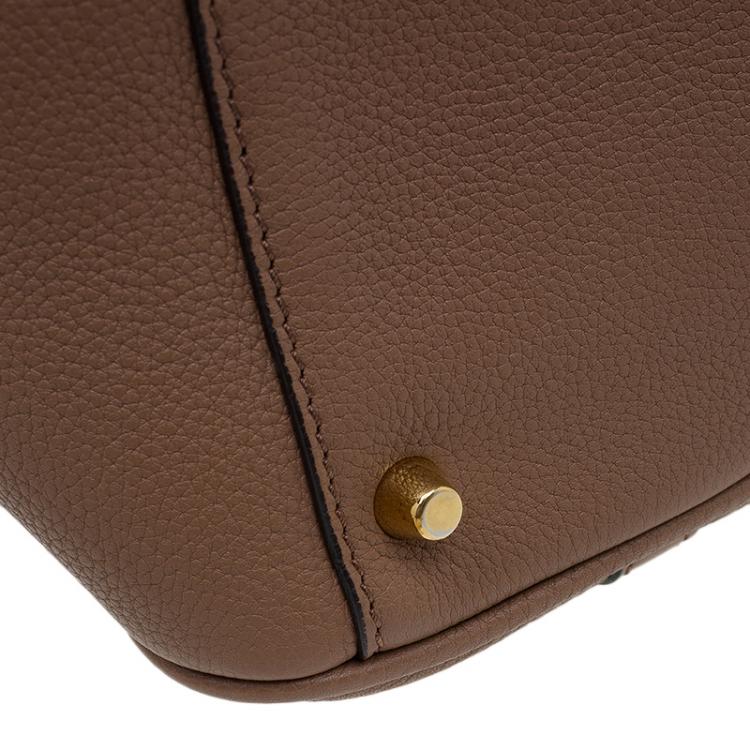 Pre Owned Burberry Brown Grained Leather Small Bow Detail Satchel