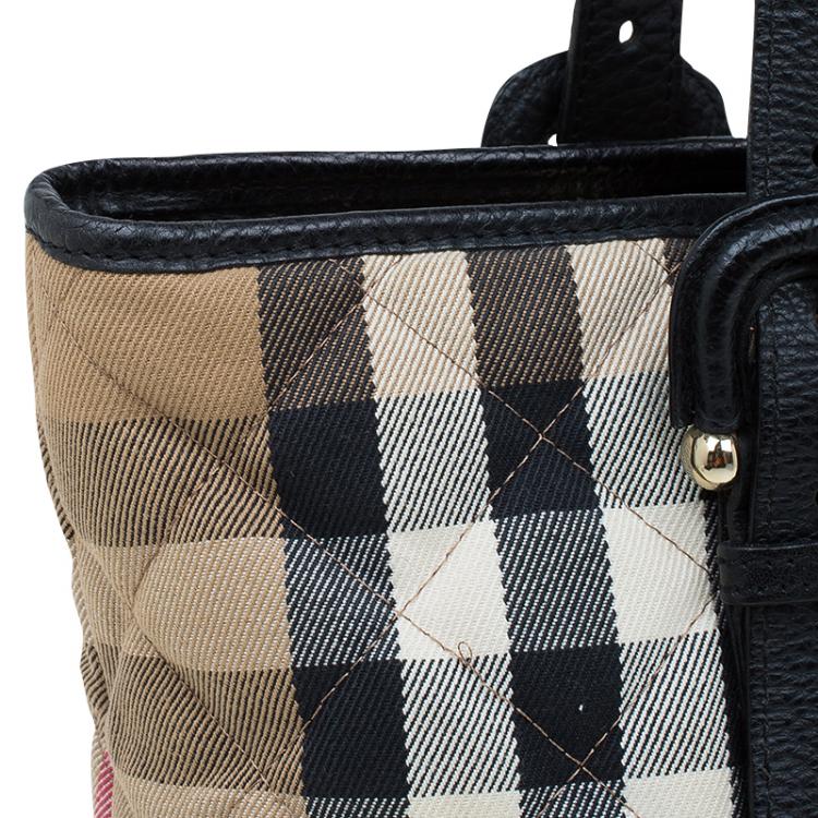 Pre Owned Burberry Black Nova Check Quilted Canvas Tote