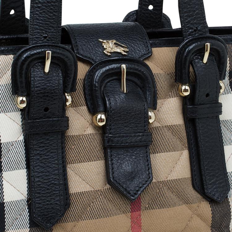 Pre Owned Burberry Black Nova Check Quilted Canvas Tote