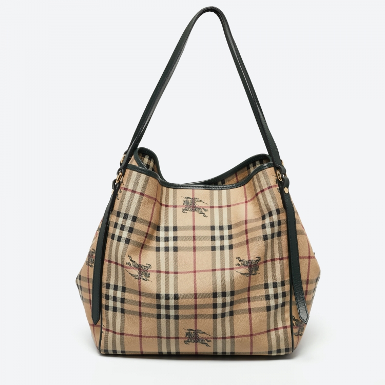 Burberry Green Haymarket Check Coated Canvas Canterbury Tote