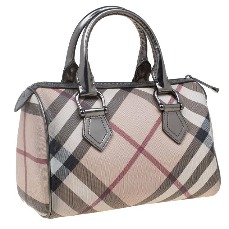 Pre Owned Burberry Beige/Bronze Nova Check Coated Canvas Small Bowling Bag