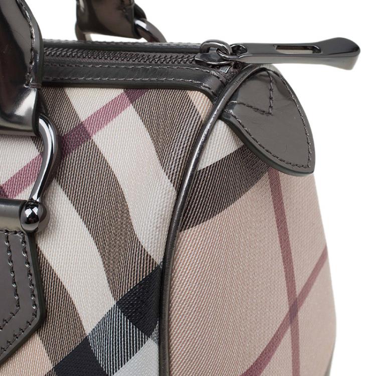 Pre Owned Burberry Beige/Bronze Nova Check Coated Canvas Small Bowling Bag