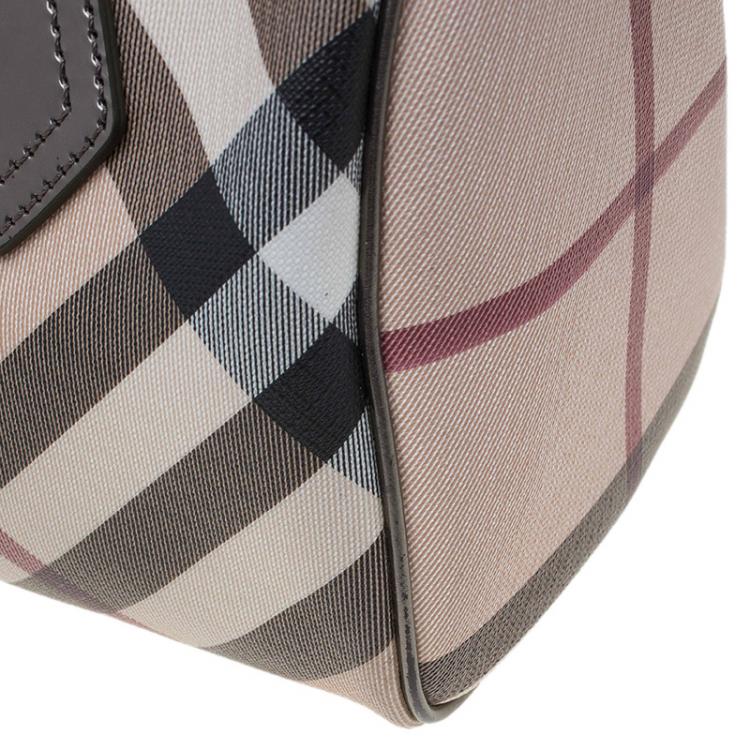 Pre Owned Burberry Beige/Bronze Nova Check Coated Canvas Small Bowling Bag