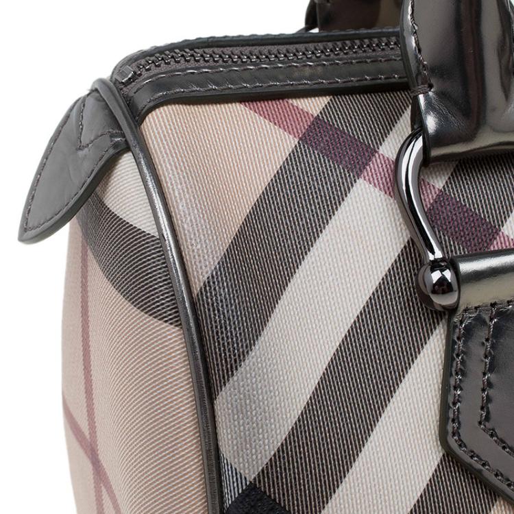 Pre Owned Burberry Beige/Bronze Nova Check Coated Canvas Small Bowling Bag