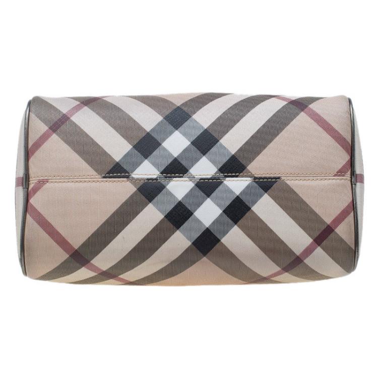 Pre Owned Burberry Beige/Bronze Nova Check Coated Canvas Small Bowling Bag