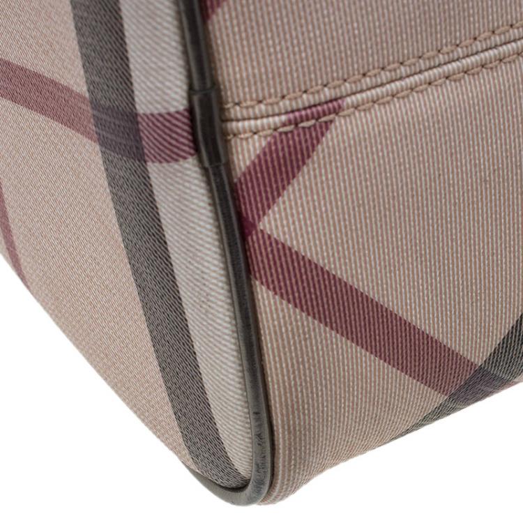 Pre Owned Burberry Beige/Bronze Nova Check Coated Canvas Small Bowling Bag