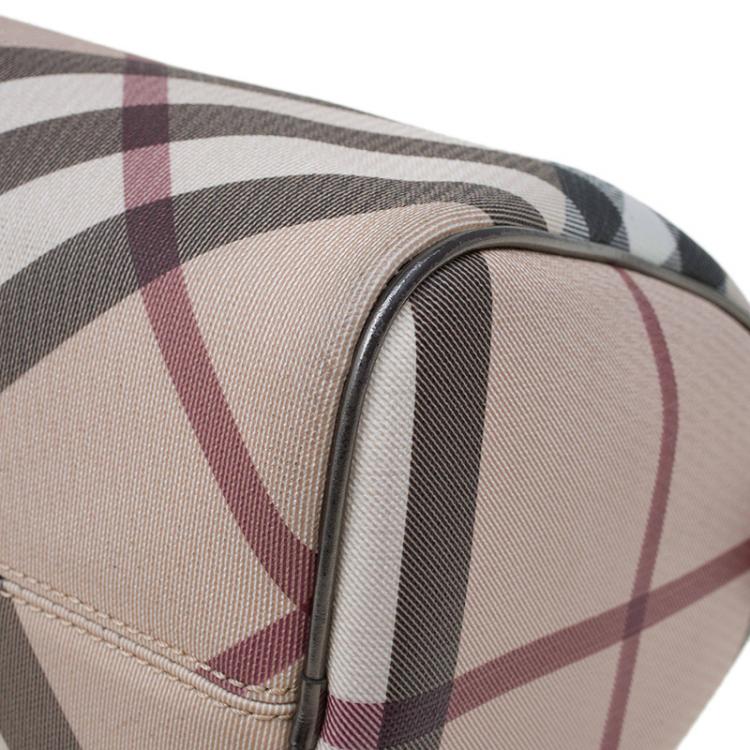 Pre Owned Burberry Beige/Bronze Nova Check Coated Canvas Small Bowling Bag
