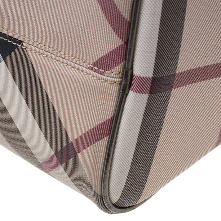 Pre Owned Burberry Beige/Bronze Nova Check Coated Canvas Small Bowling Bag