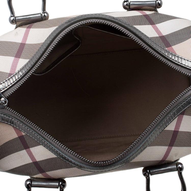 Pre Owned Burberry Beige/Bronze Nova Check Coated Canvas Small Bowling Bag