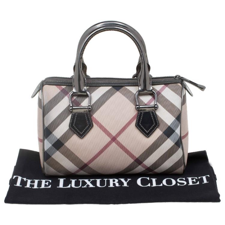 Pre Owned Burberry Beige/Bronze Nova Check Coated Canvas Small Bowling Bag