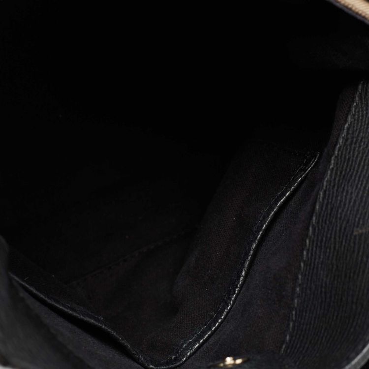 Pre Owned Burberry Black/Beige House Check Canvas and Leather Small Canterbury Tote