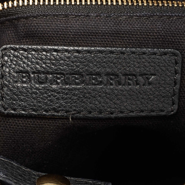 Pre Owned Burberry Black/Beige House Check Canvas and Leather Small Canterbury Tote