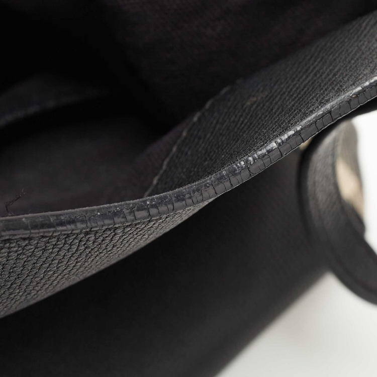 Pre Owned Burberry Black/Beige House Check Canvas and Leather Small Canterbury Tote