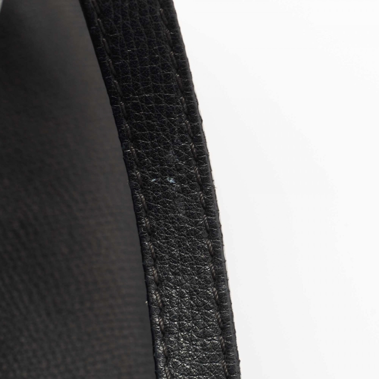 Pre Owned Burberry Black/Beige House Check Canvas and Leather Small Canterbury Tote