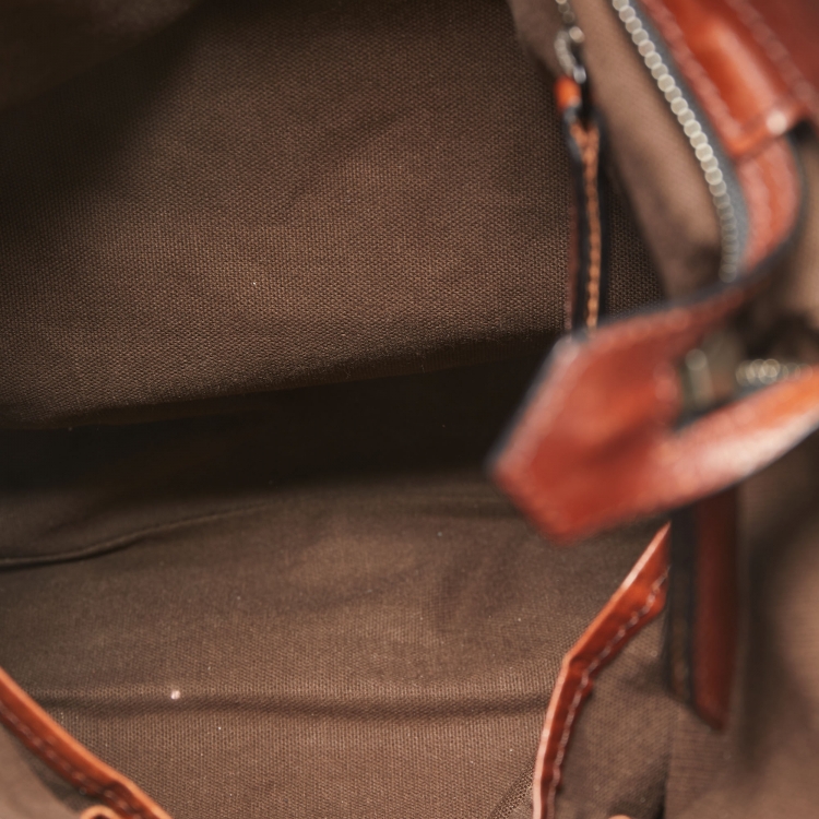 Pre Owned Burberry Brown Housecheck Canvas and Leather Slim Tote