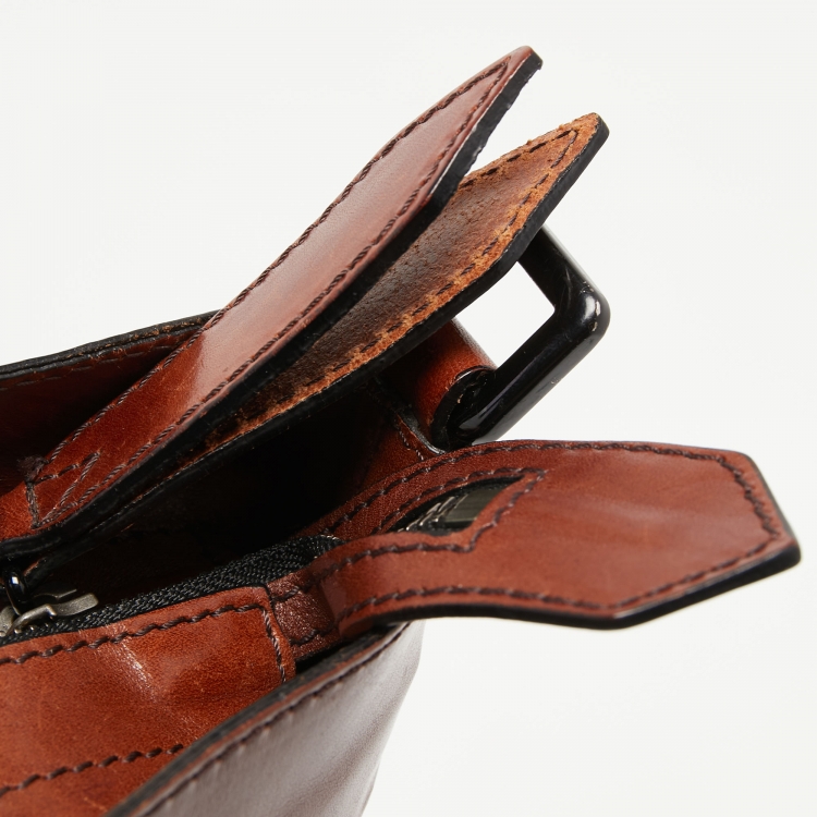 Pre Owned Burberry Brown Housecheck Canvas and Leather Slim Tote