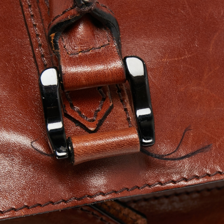 Pre Owned Burberry Brown Housecheck Canvas and Leather Slim Tote