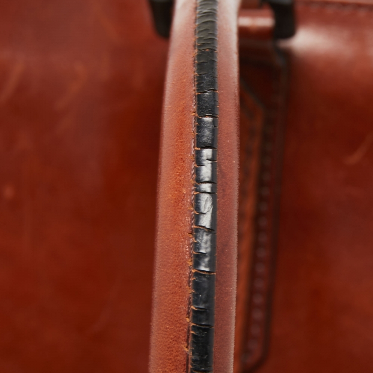 Pre Owned Burberry Brown Housecheck Canvas and Leather Slim Tote