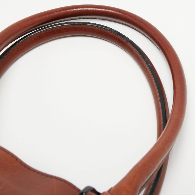 Pre Owned Burberry Brown Housecheck Canvas and Leather Slim Tote