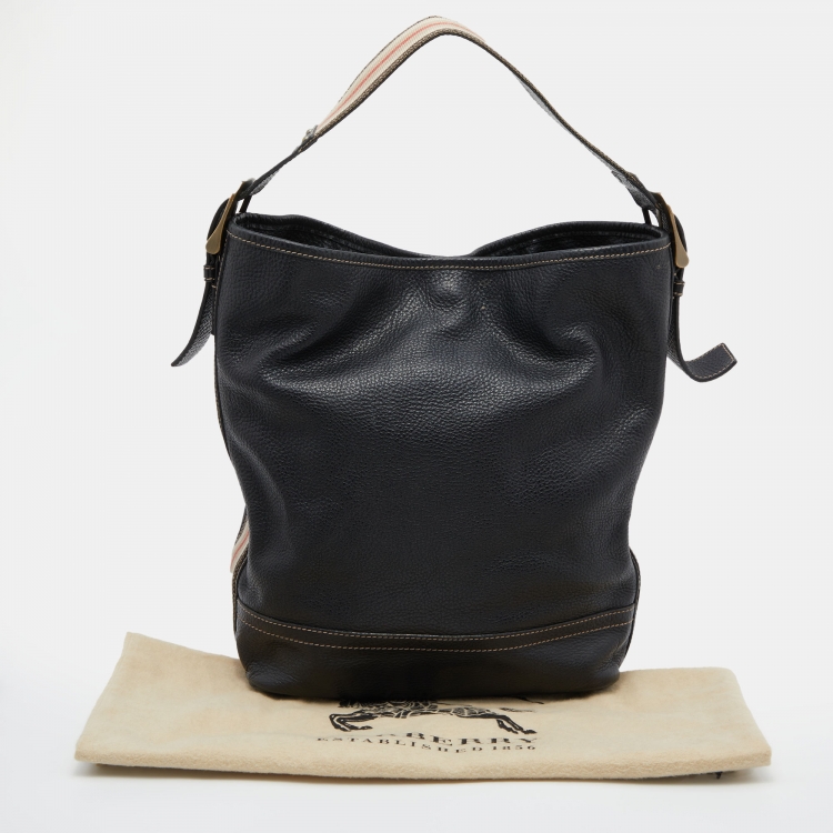 Pre Owned Burberry Black Leather Hobo