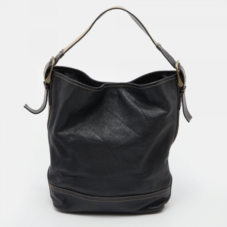Pre Owned Burberry Black Leather Hobo