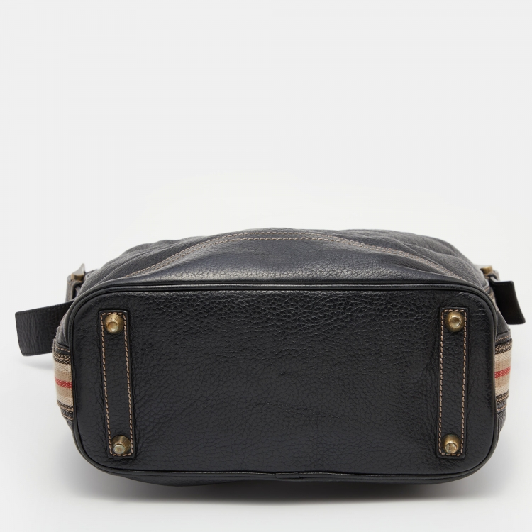 Pre Owned Burberry Black Leather Hobo