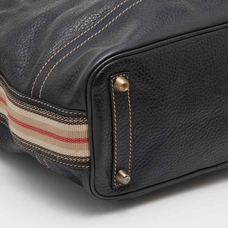 Pre Owned Burberry Black Leather Hobo