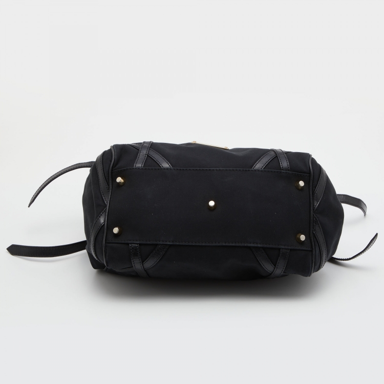 Pre Owned Burberry Black Canvas and Leather Small Canterbury Tote