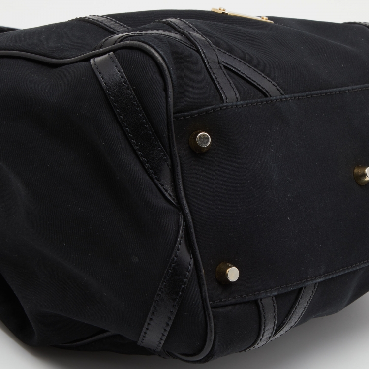 Pre Owned Burberry Black Canvas and Leather Small Canterbury Tote