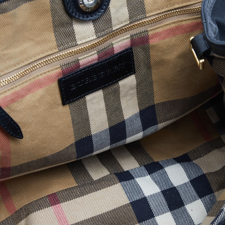 Pre Owned Burberry Black Canvas and Leather Small Canterbury Tote