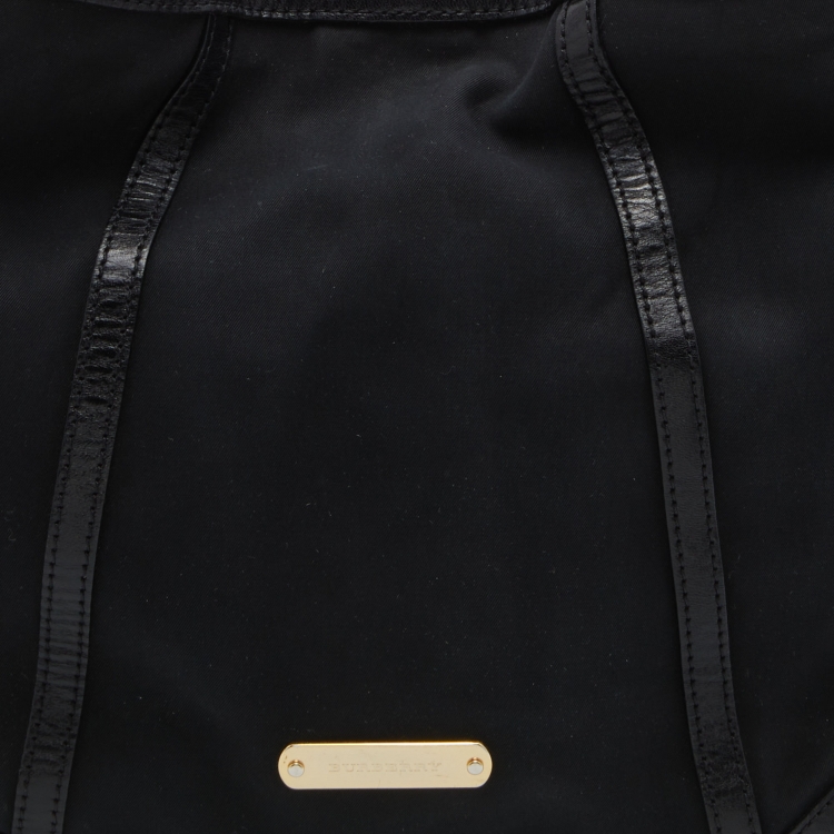 Pre Owned Burberry Black Canvas and Leather Small Canterbury Tote