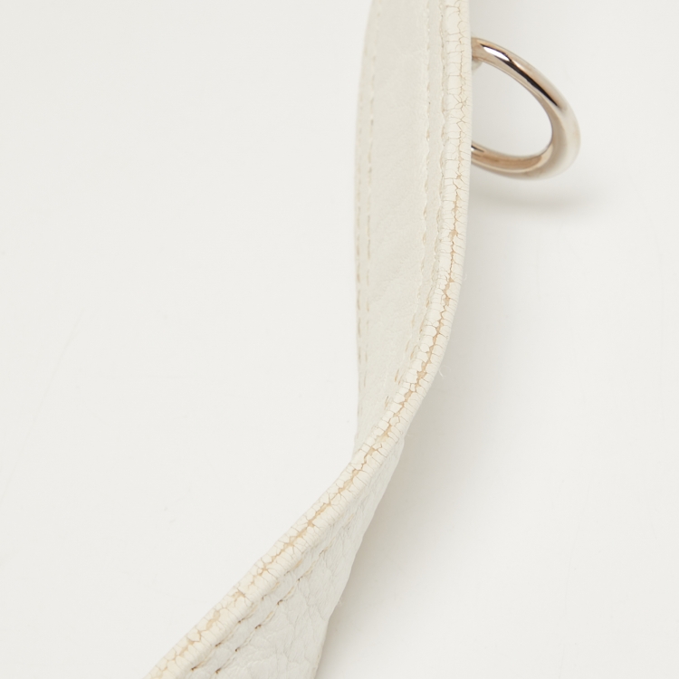 Pre Owned Burberry White Leather Buckle Handle Hobo