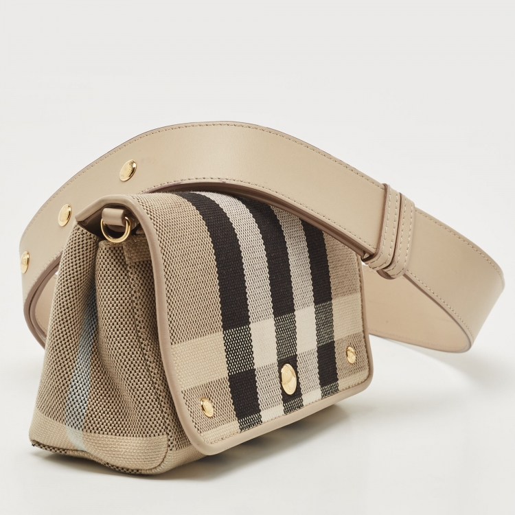 Pre Owned Burberry Beige/Cream Check Canvas and Leather Hackberry Crossbody Bag