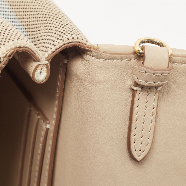 Pre Owned Burberry Beige/Cream Check Canvas and Leather Hackberry Crossbody Bag