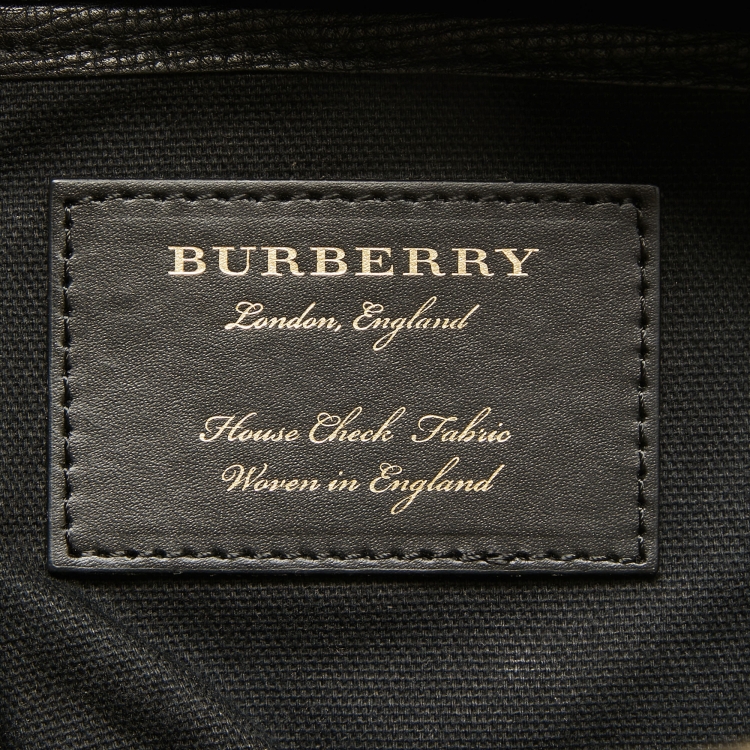 Pre Owned Burberry Black/Beige House Check Fabric and Leather Mason Diaper Tote