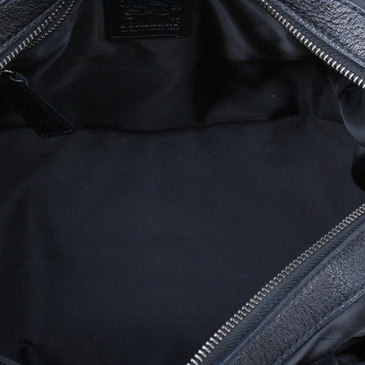 Pre Owned Burberry Black Nylon Tonal Check Bowling Bag