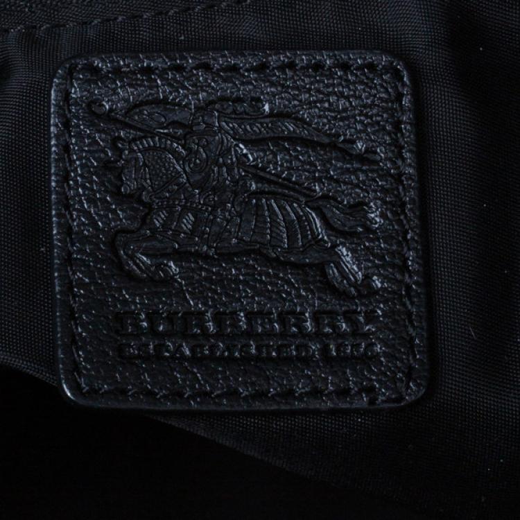 Pre Owned Burberry Black Nylon Tonal Check Bowling Bag