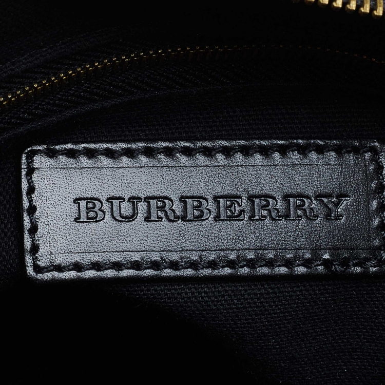 Pre Owned Burberry Beige/Black House Check Fabric and Leather Bridle Chester Bowler Bag