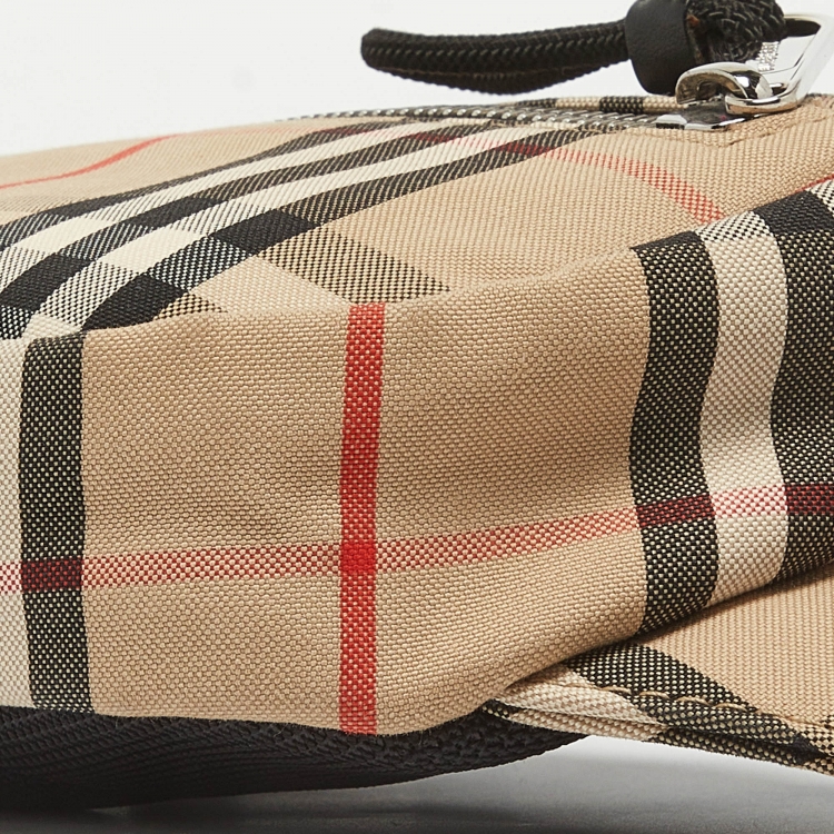 Pre Owned Burberry Beige House Check Canvas Belt Bag