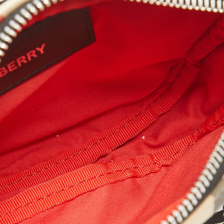 Pre Owned Burberry Beige House Check Canvas Belt Bag