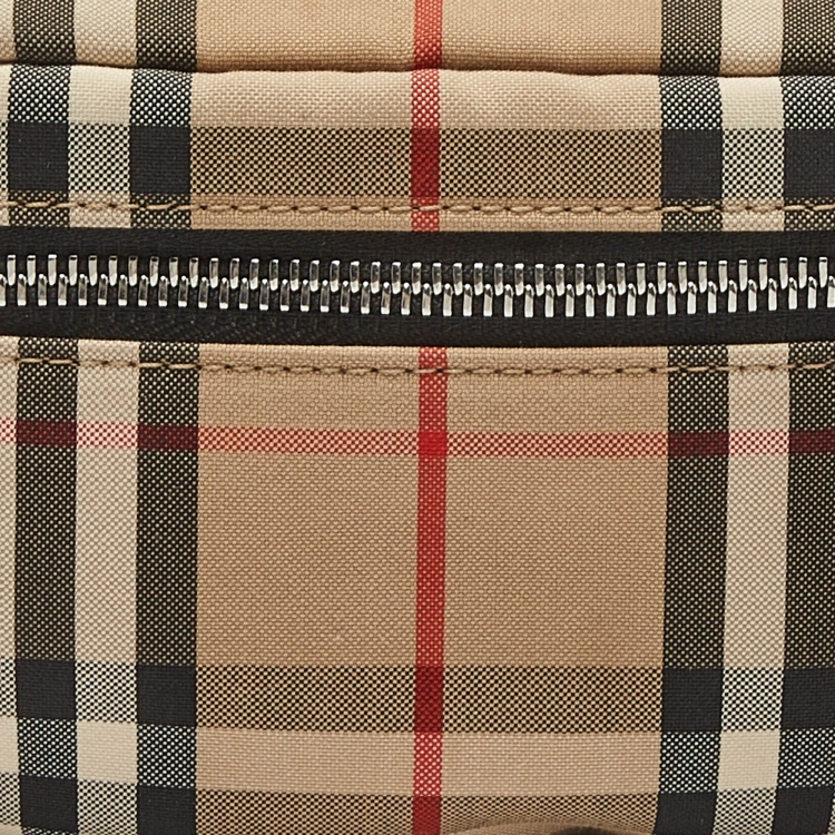 Pre Owned Burberry Beige House Check Canvas Belt Bag
