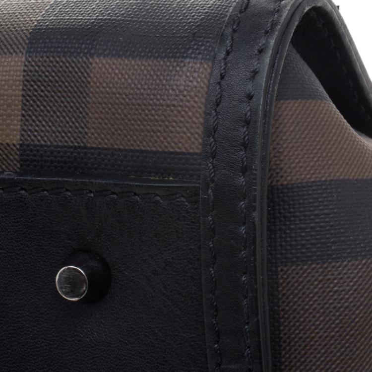 Pre Owned Burberry Black Smoked Check PVC Chain Lock Bowling Bag
