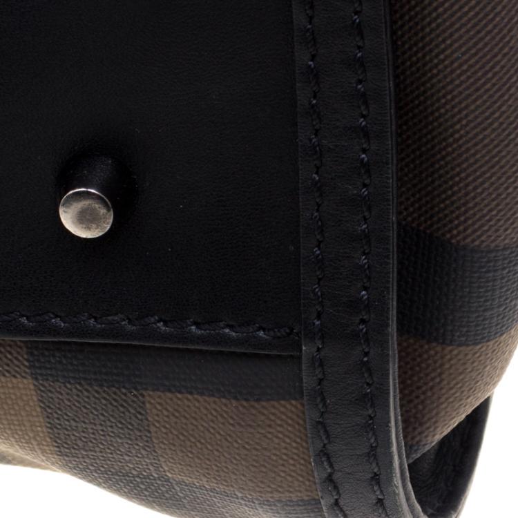 Pre Owned Burberry Black Smoked Check PVC Chain Lock Bowling Bag