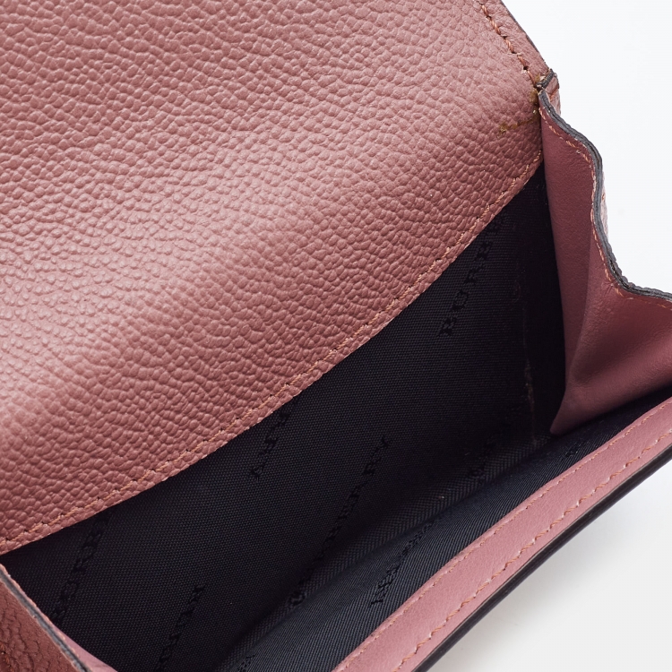 Pre Owned Burberry Pink/Beige House Check Coated Canvas and Leather Luna French Wallet