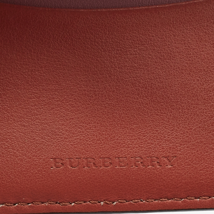 Pre Owned Burberry Pink/Beige House Check Coated Canvas and Leather Luna French Wallet