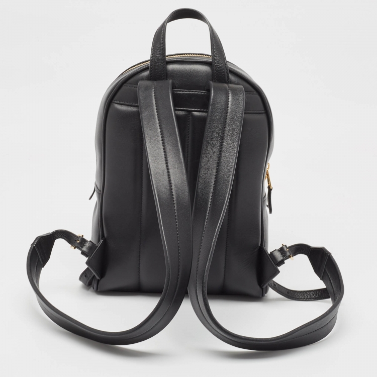 Pre Owned Burberry Black Quilted Leather TB Backpack