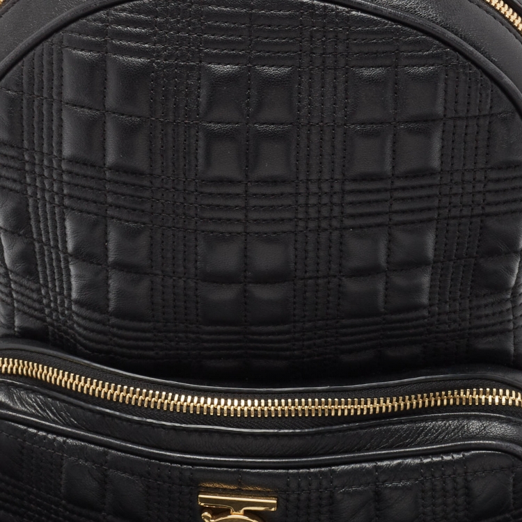 Pre Owned Burberry Black Quilted Leather TB Backpack