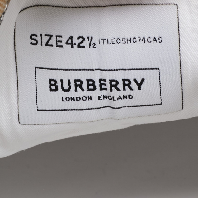 مملوكة مسبقًا Burberry Beige Vintage Check Canvas Low Top Sneakers Size 42.5