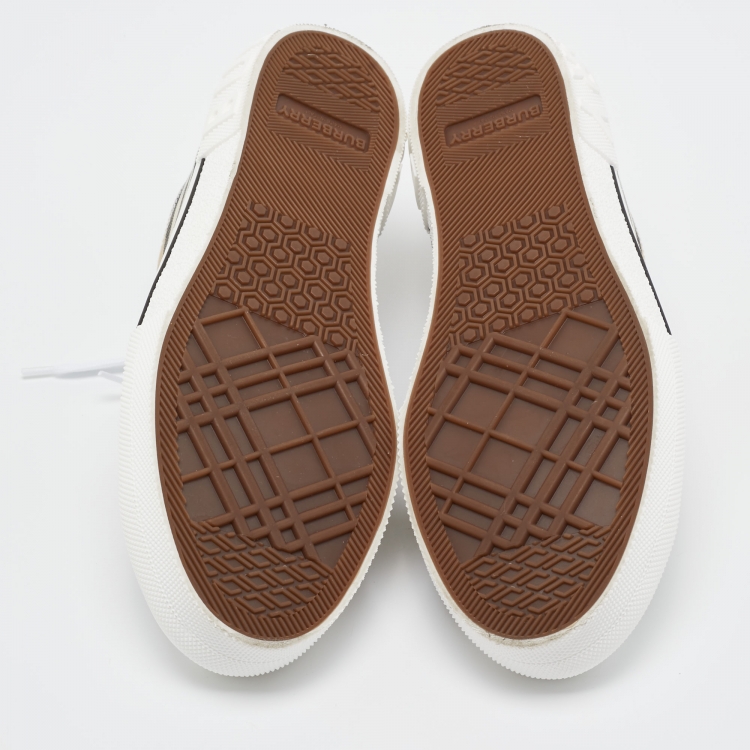 مملوكة مسبقًا Burberry Beige Vintage Check Canvas Low Top Sneakers Size 42.5